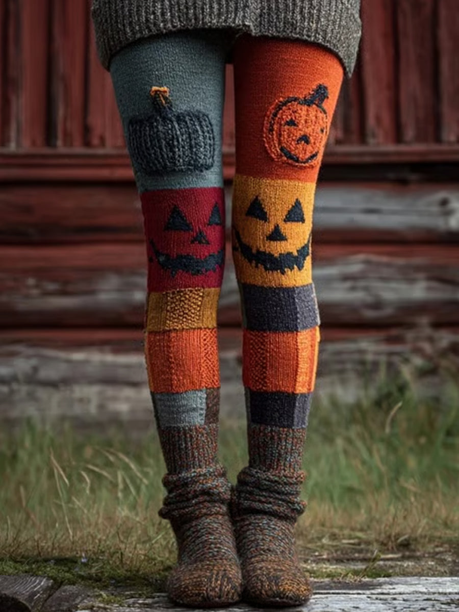 Leggings à imprimé patchwork pour femmes