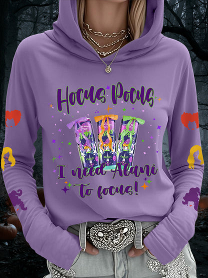 Femmes Hocus Pocus I Need Alani pour se concentrer Funny Halloween Casual Hoodie
