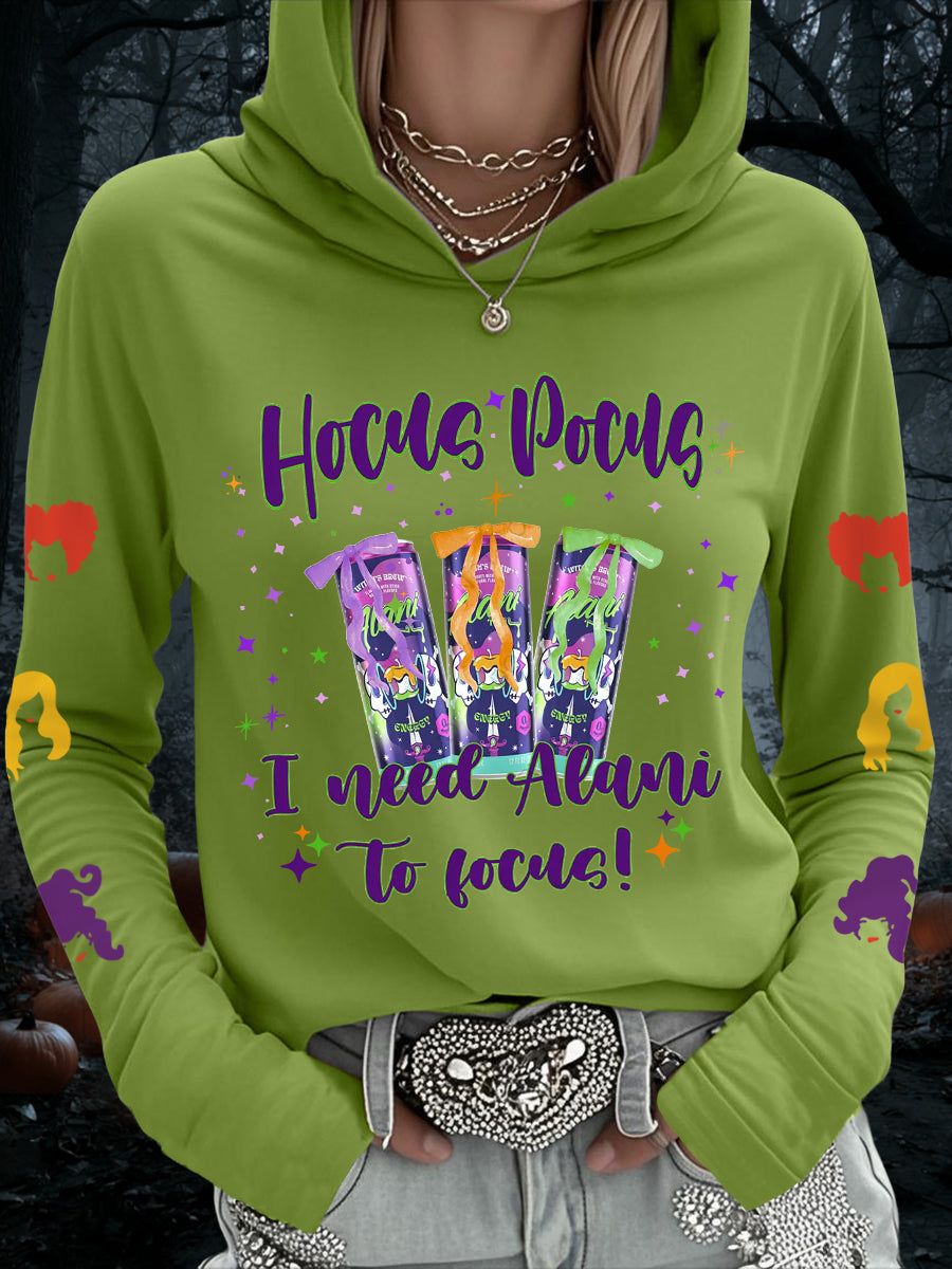 Femmes Hocus Pocus I Need Alani pour se concentrer Funny Halloween Casual Hoodie