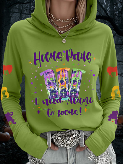 Femmes Hocus Pocus I Need Alani pour se concentrer Funny Halloween Casual Hoodie