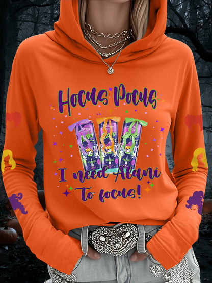 Femmes Hocus Pocus I Need Alani pour se concentrer Funny Halloween Casual Hoodie