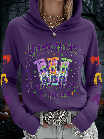 Femmes Hocus Pocus I Need Alani pour se concentrer Funny Halloween Casual Hoodie