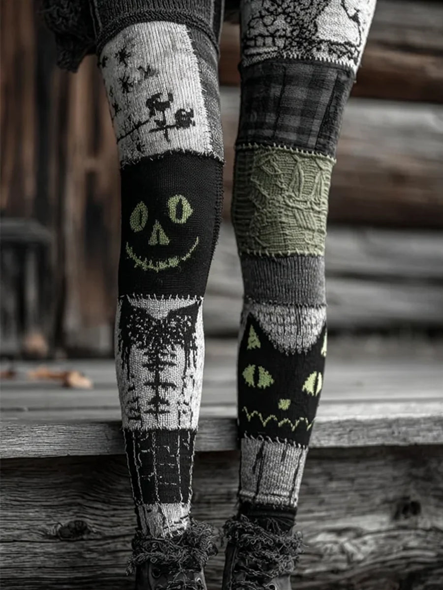 Leggings à imprimé patchwork pour femmes