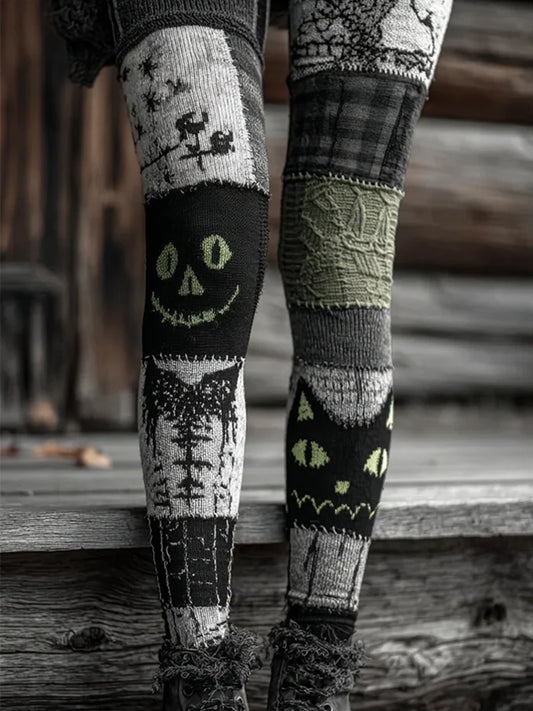 Leggings à imprimé patchwork pour femmes