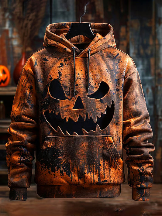 Hoodie surdimensionné de baisse-épaule de Halloween des hommes avec des poches