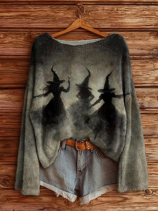 Pull en tricot à manches longues Halloween Witch Femme