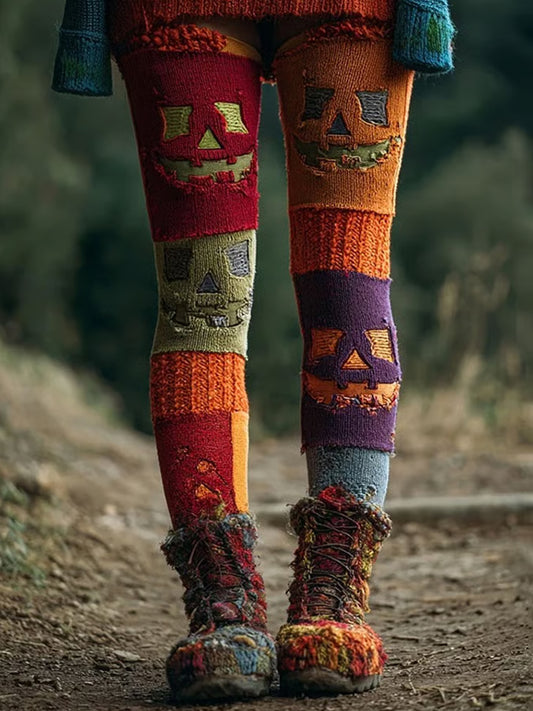 Leggings à imprimé patchwork pour femmes