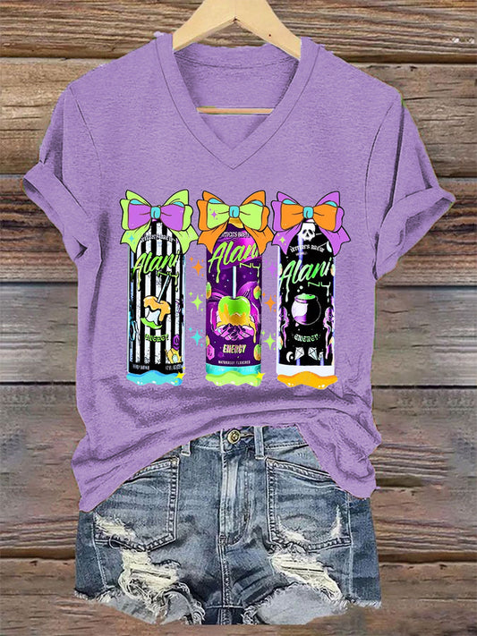 Femmes Funny Halloween Sorcières Brew Alani Casual V-Neck Tee