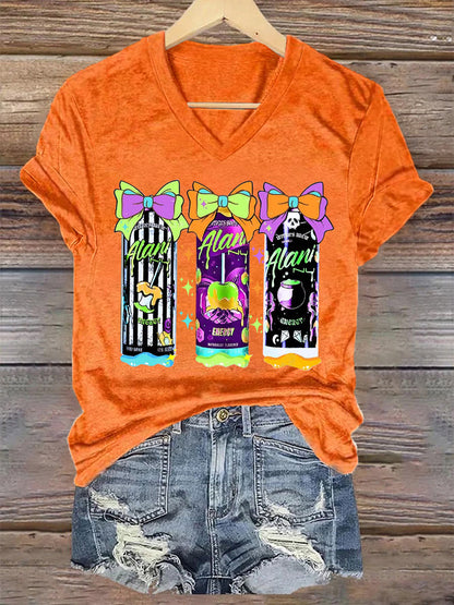Femmes Funny Halloween Sorcières Brew Alani Casual V-Neck Tee