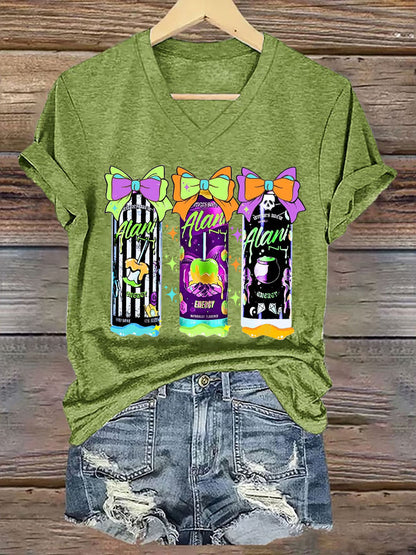 Femmes Funny Halloween Sorcières Brew Alani Casual V-Neck Tee