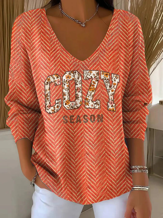 Haut côtelé à encolure en V Cozy Season Femme