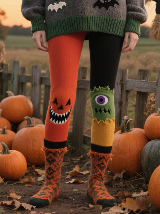 Leggings à imprimé visage confortable Halloween pour femmes