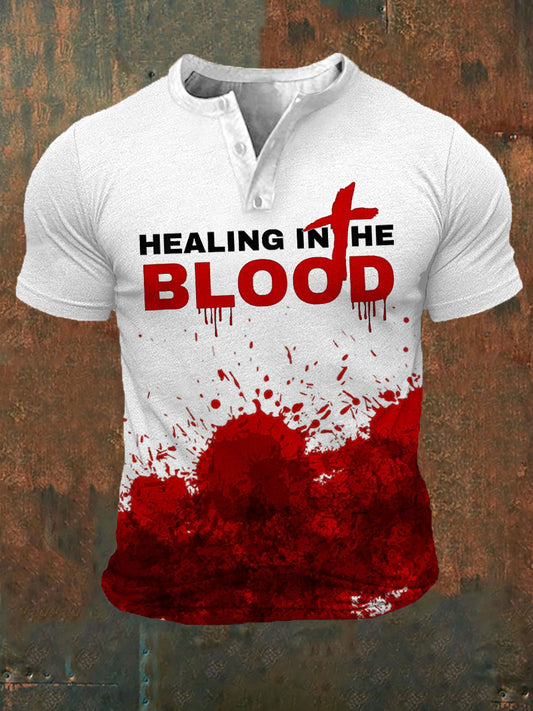 T-shirt Healing In The Blood Print à manches courtes pour hommes