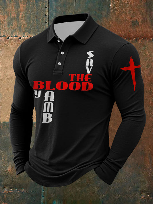 Chemise à manches longues Saved By The Blood Print pour homme