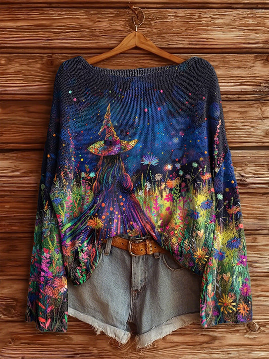 Pull en tricot à manches longues Halloween Witch Femme