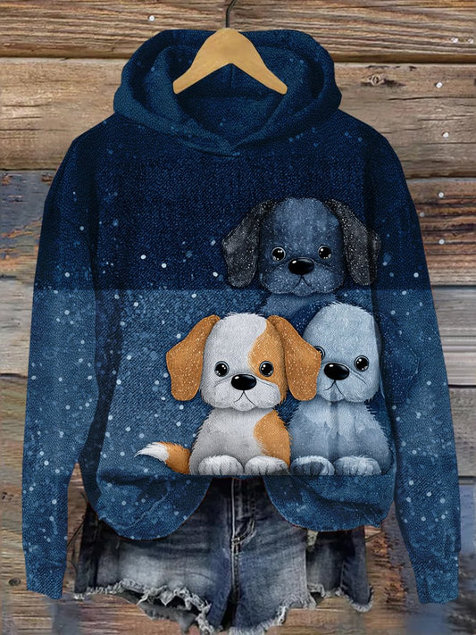 Sweat à Capuche Décontracté Chien Imprimé Femme