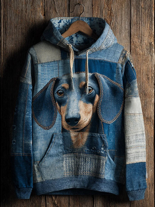 Denim Chien Imprimer Art Casual Hoodie