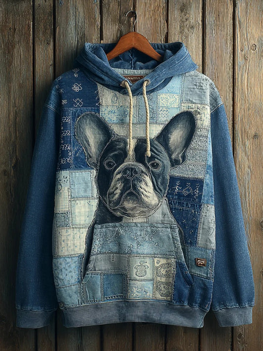 Denim Chien Imprimer Art Casual Hoodie