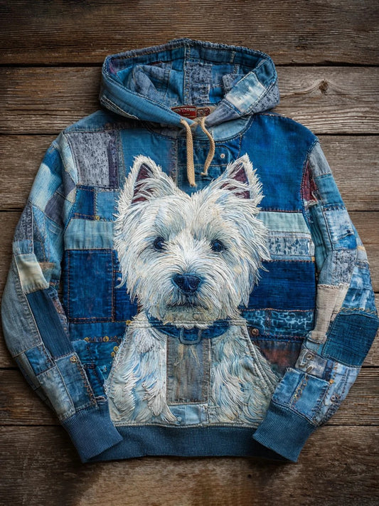 Denim Chien Imprimer Art Casual Hoodie