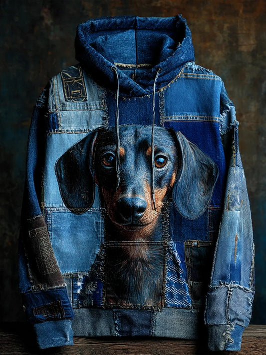Denim Chien Imprimer Art Casual Hoodie