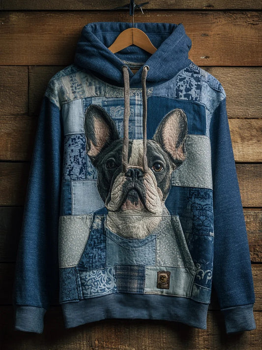 Denim Chien Imprimer Art Casual Hoodie