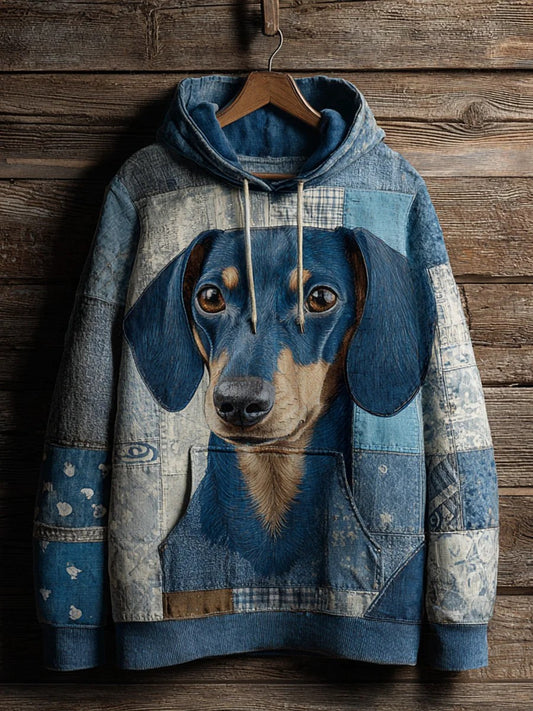 Denim Chien Imprimer Art Casual Hoodie