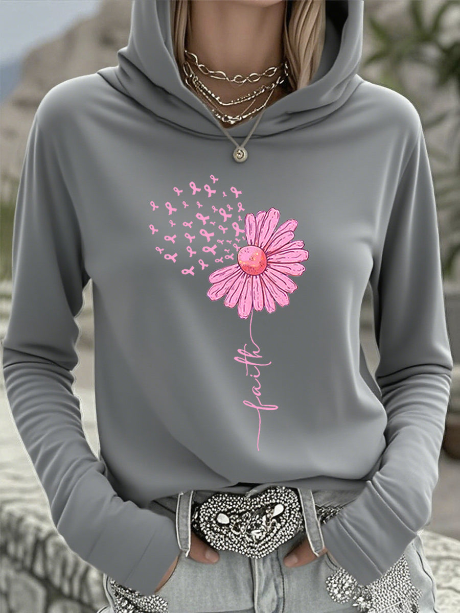 Femmes Rose Ruban Tournesol Foi Sensibilisation Au Cancer Du Sein Soutien Haut À Capuche