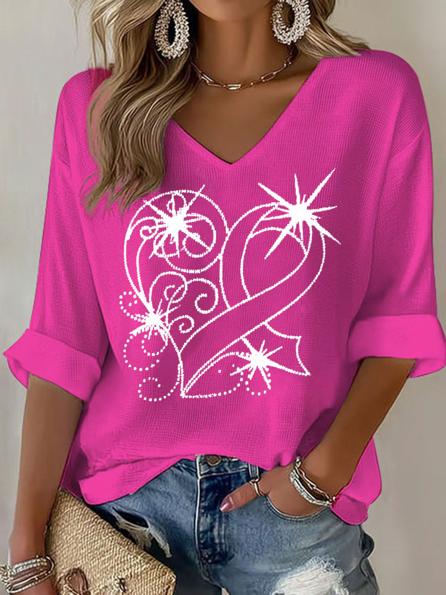 Sensibilisation au cancer du sein T-shirt décontracté à imprimé ruban rose pour femmes