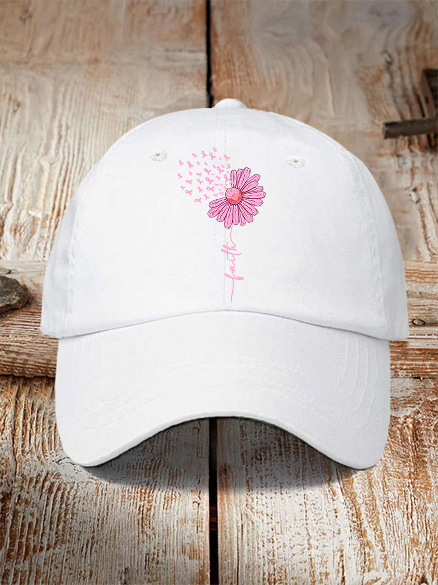 Chapeau unisexe de soutien de sensibilisation au cancer du sein de tournesol de ruban rose