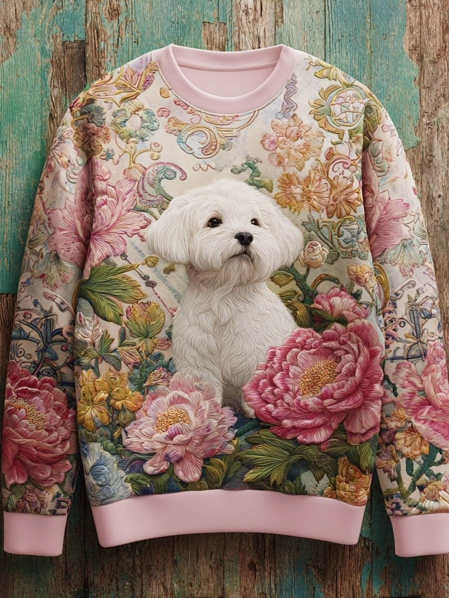 Sweat-shirt décontracté à imprimé vintage pour femmes