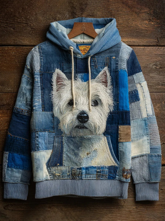Denim Chien Imprimer Art Casual Hoodie