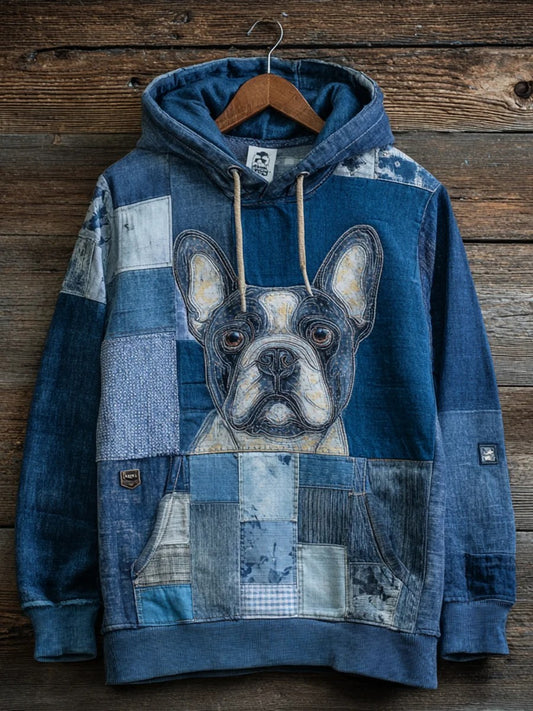 Denim Chien Imprimer Art Casual Hoodie