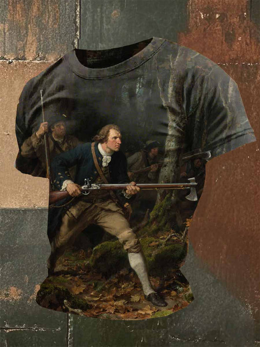 T-Shirt Casual Imprimé Vintage Pour Homme