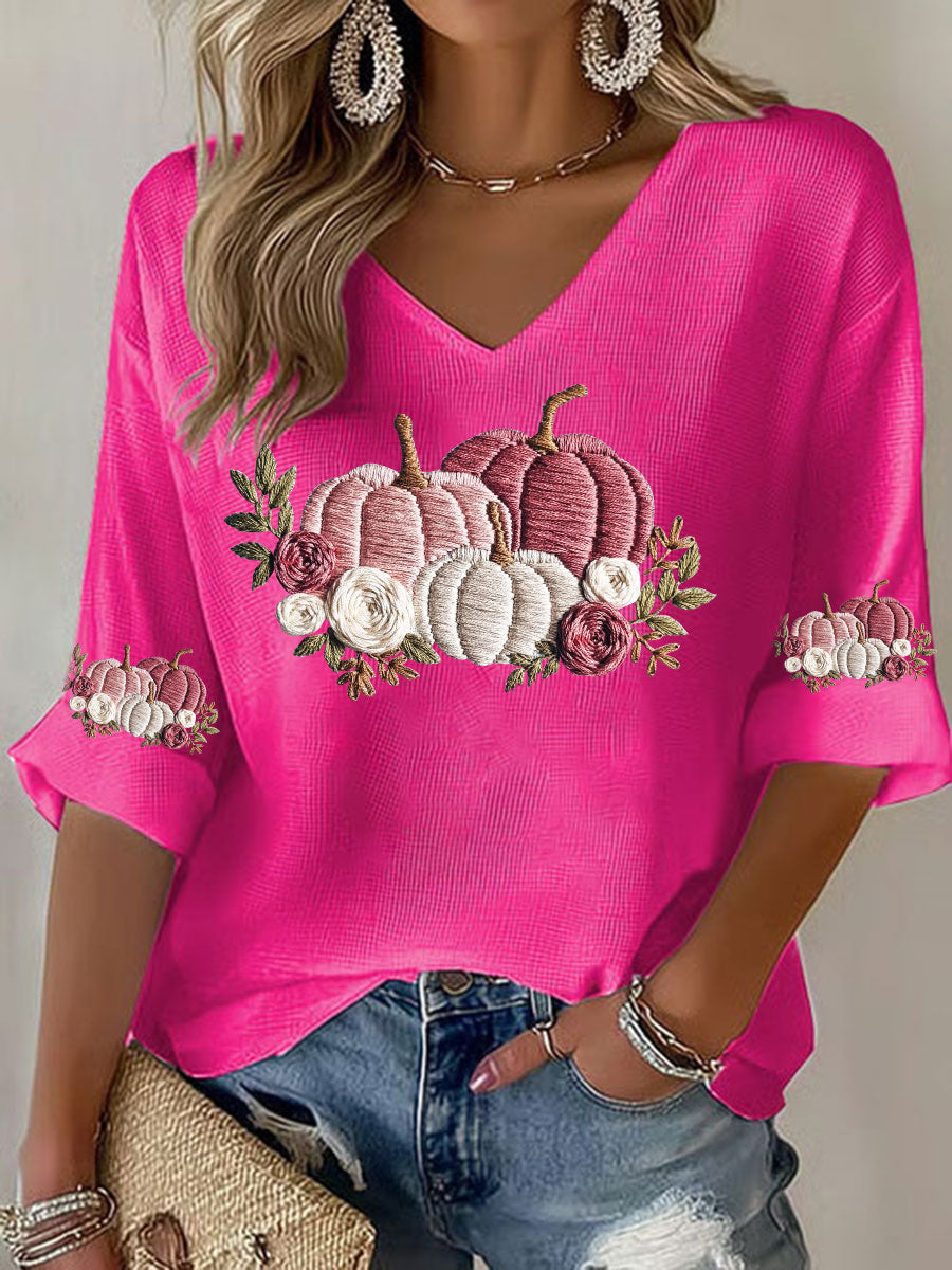 T-shirt décontracté à imprimé floral Cancer du sein pour femmes