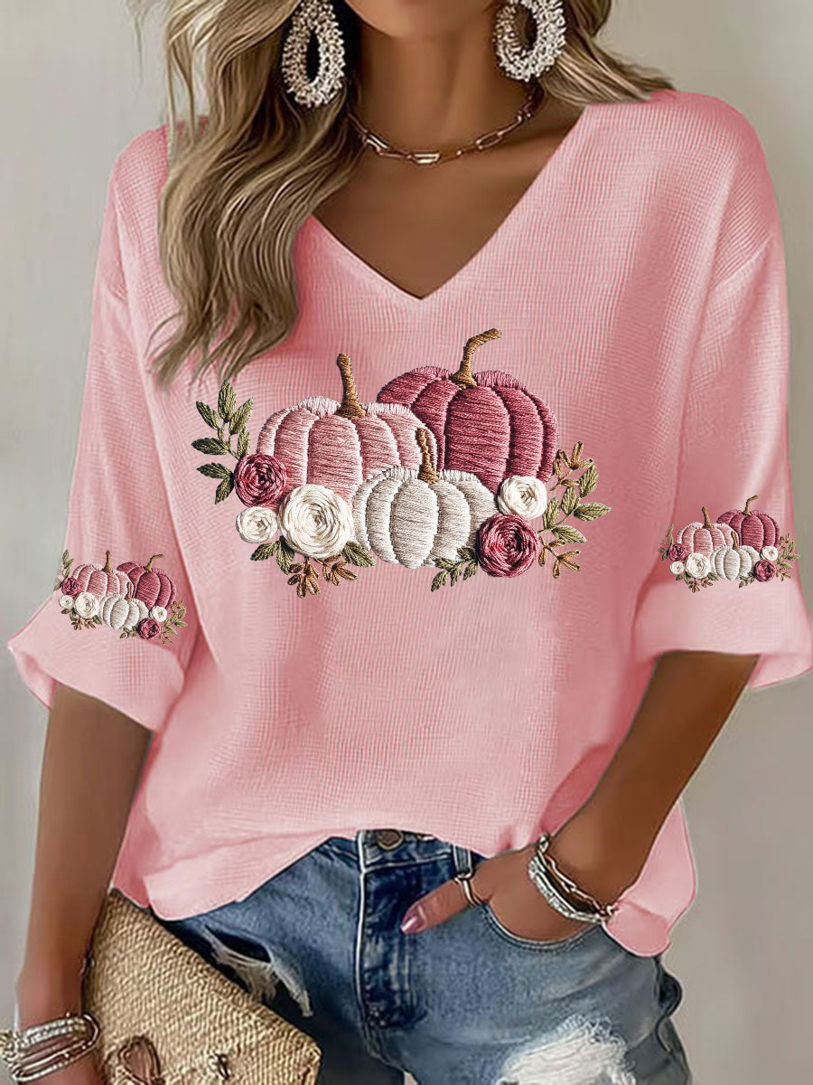 T-shirt décontracté à imprimé floral Cancer du sein pour femmes