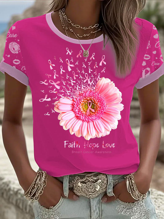 T-shirt imprimé du cancer du sein pour femmes