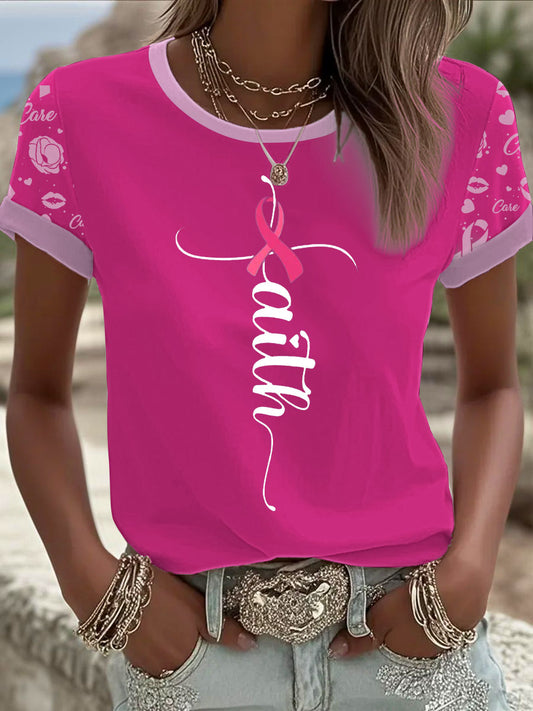 T-shirt imprimé du cancer du sein pour femmes
