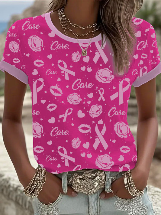 T-shirt imprimé du cancer du sein pour femmes