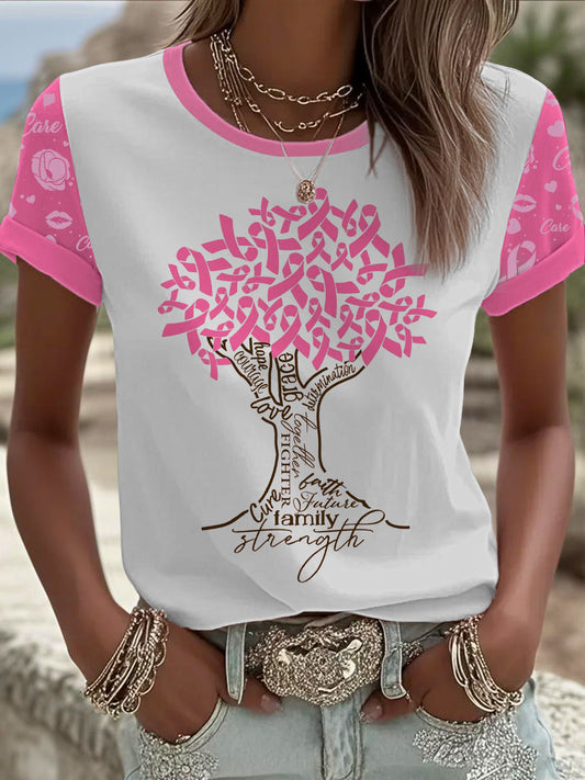 T-shirt imprimé du cancer du sein pour femmes