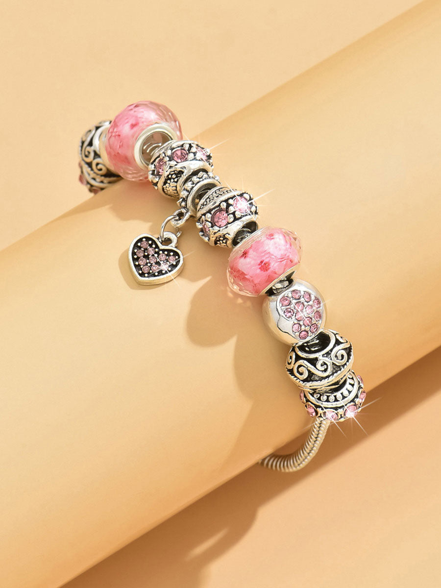 Bracelet femme cancer du sein rose
