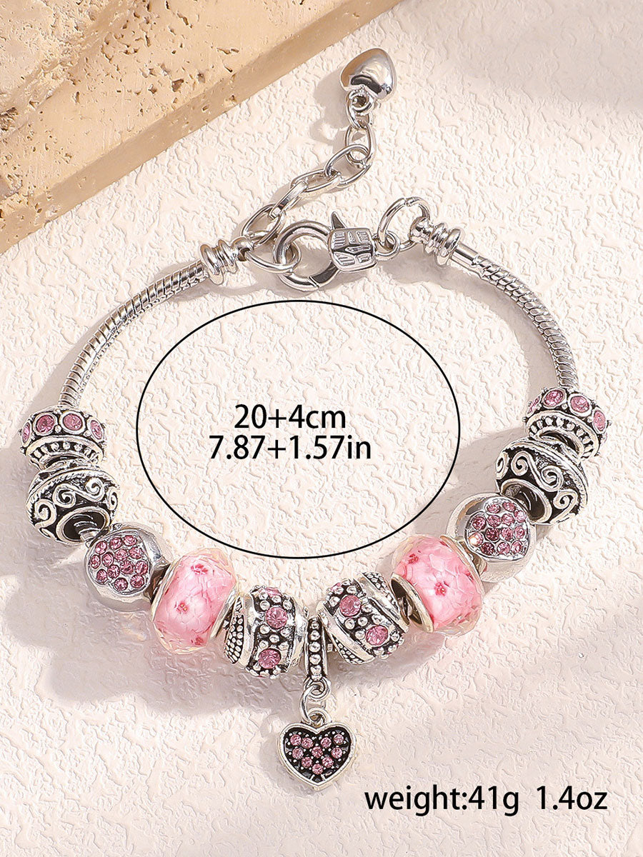 Bracelet femme cancer du sein rose