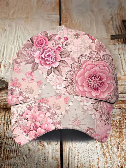 Chapeau unisexe décontracté à imprimé floral rose