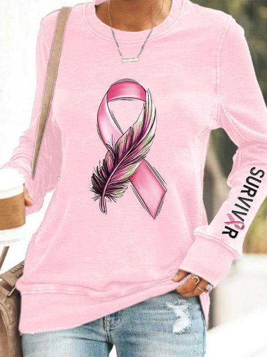 Sweat Femme Ruban Rose Sensibilisation Au Cancer Du Sein