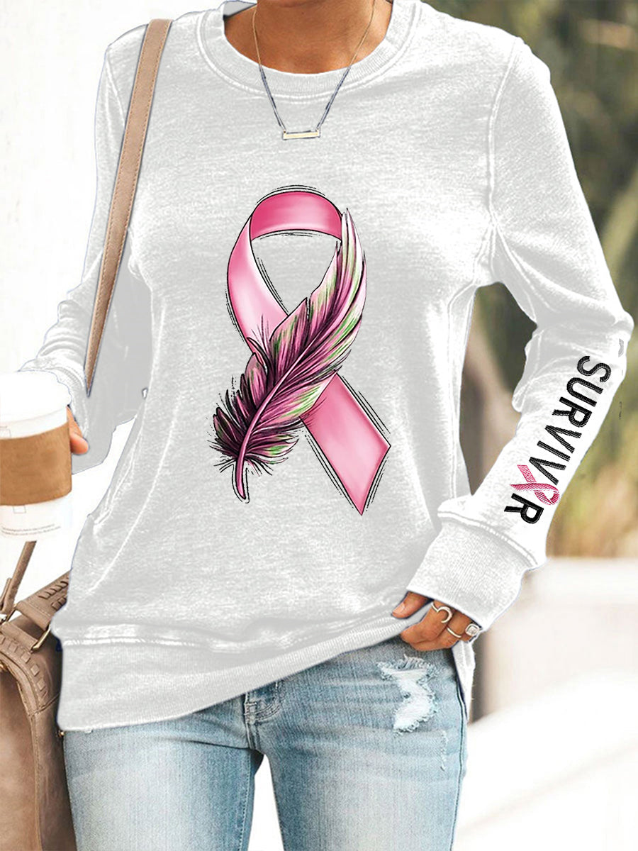 Sweat Femme Ruban Rose Sensibilisation Au Cancer Du Sein