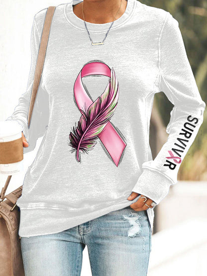 Sweat Femme Ruban Rose Sensibilisation Au Cancer Du Sein