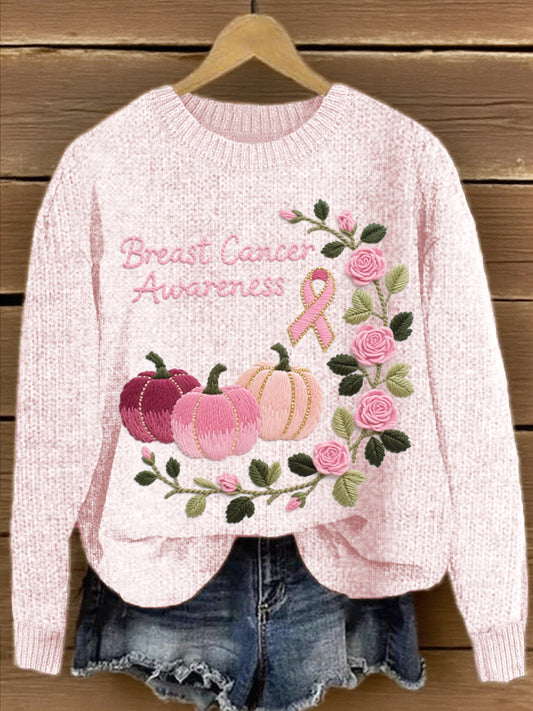 Pull Femme Rose Pumpkin & Rose Brodé En Maille