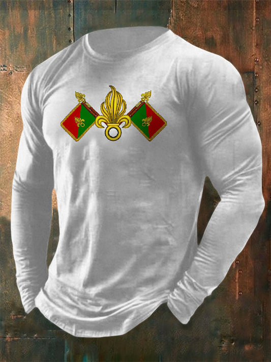 Vintage Expat Régiment Imprimé Top Manches Longues