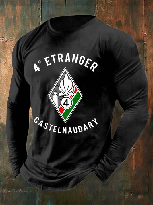Vintage Expat Régiment Imprimé Top Manches Longues