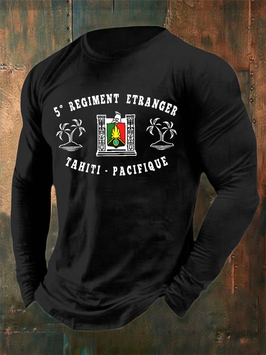 Vintage Expat Régiment Imprimé Top Manches Longues