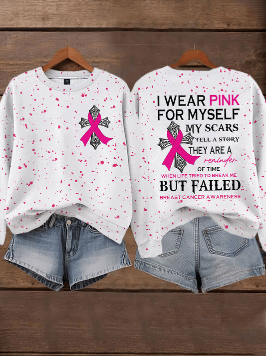 Sensibilisation au cancer du sein des femmes Je porte rose pour moi-même mes cicatrices racontent une histoire Sweatshirt